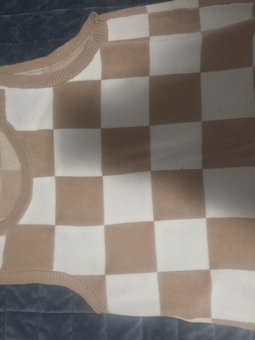 DOKOTOO Neutral Checker Knit Tank